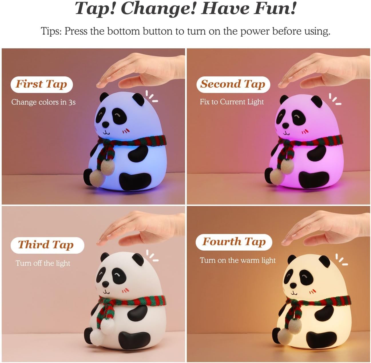 Rechargeable Silicone Panda Night Light